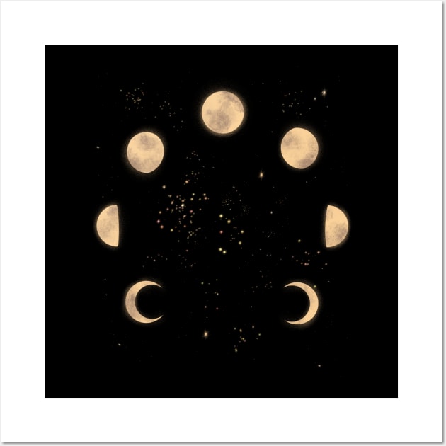 Moon Cycle Lunar Phases Astrology Design Wall Art by UNDERGROUNDROOTS